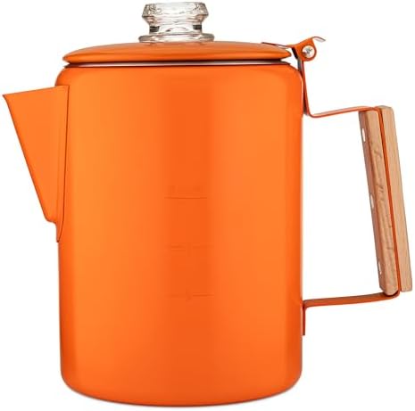 COLETTI Bozeman Color Series Percolator Coffee Pot — Camping Coffee Makers — Camping’s Favorite Percolator – NO Aluminum or Plastic (Orange, 9 Cup)