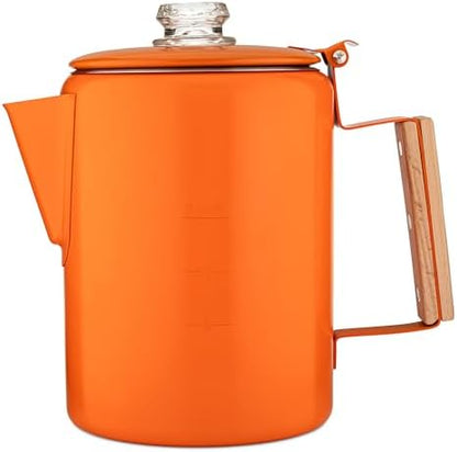 COLETTI Bozeman Color Series Percolator Coffee Pot — Camping Coffee Makers — Camping’s Favorite Percolator – NO Aluminum or Plastic (Orange, 9 Cup)