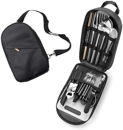 27-Piece Backpack Camping cookware Set, Portable Camping kitchenware Set for Barbecue, Outdoor Cooking, Picnic and Adventure Camping cookware Storage