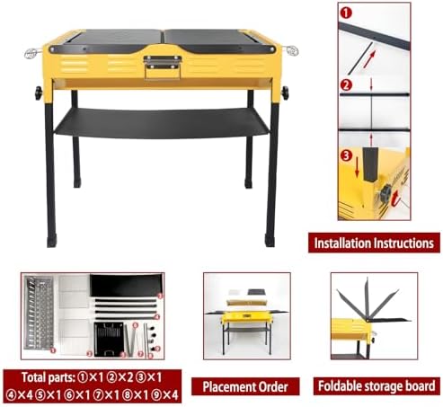 Portable Stainless Steel Grill, Home Charcoal Grill and Outdoor Folding Grill, perfect for traveling, outdoor cooking and grilling, camping, picnics.