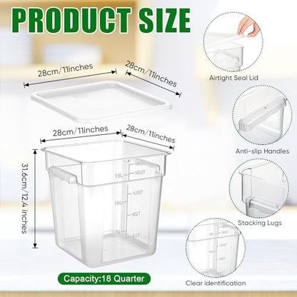 FoldTier 2 Pcs Square Food Storage Containers, White, 18 Qt