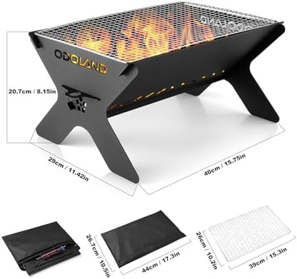 Odoland Portable Folding Charcoal Grills for Outdoor Cooking Bonfire BBQ