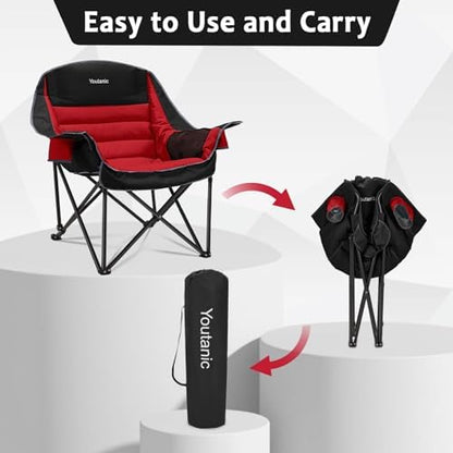 Youtanic Oversized Padded Camping Chair, Portable Folding Camping Chairs
