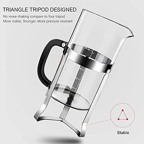 QUQIYSO French Press 34oz, Stainless Steel and Thickened Glass Coffee Maker