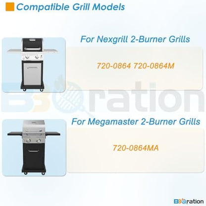 Grill Parts Kit for Nexgrill 2-Burner 720-0864 720-0864M, Replacement Parts Kit for Megamaster 720-0864MA Grill Grate Kit for Nexgrill Replacement Parts