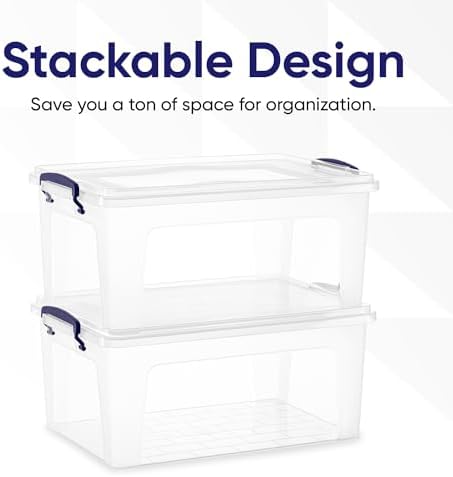 Superio 36 Quart Clear Plastic Storage Boxes with Lids, Stackable Organizer Containers, BPA-Free Storage Bins for Home, Office, School & Dorm, 2 Pack
