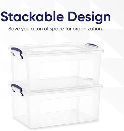 Superio 36 Quart Clear Plastic Storage Boxes with Lids, Stackable Organizer Containers, BPA-Free Storage Bins for Home, Office, School & Dorm, 2 Pack