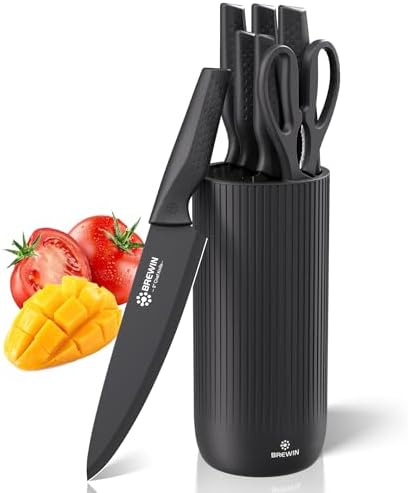 Knife Set, Brewin Kitchen Knife Set, Knives Set for Kitchen, Universal Knife Block, Utility Knife Block Set, New Home Essentials, Apartment Essentials, Camping Essentials, RV Essentials