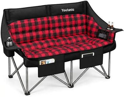 Youtanic 60" Extra Double Camping Chair for Adults, 700lbs Padded Loveseat