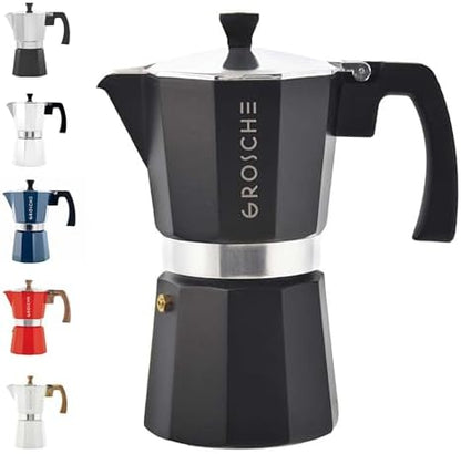 GROSCHE Milano Stovetop Espresso Maker Moka Pot 6 espresso Cup, 9.3oz Black