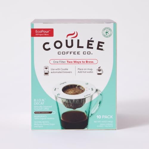 Coulée EcoPour B.I.O.N. Decaffeinated Coffee, Single Serve, 10 Pack