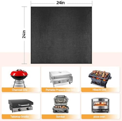 Heat Resistant Mats for Countertop fits Tabletop Grill, 24x24x0.02in, Black