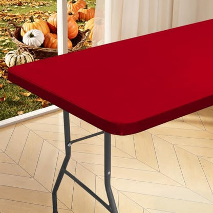 homing Rectangle Table Cloth Cover 6 Foot Red Elastic Fitted Tablecloth