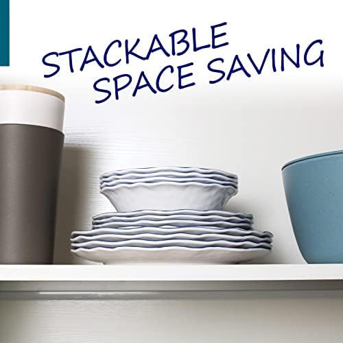 Melamine Dinnerware Set for 4-16 Pcs:Camping Dishes Set with Dinner Plates,Salad Plates,Cups and Bowls.Lightweight and Unbreakable.Indoor and Outdoor Use.