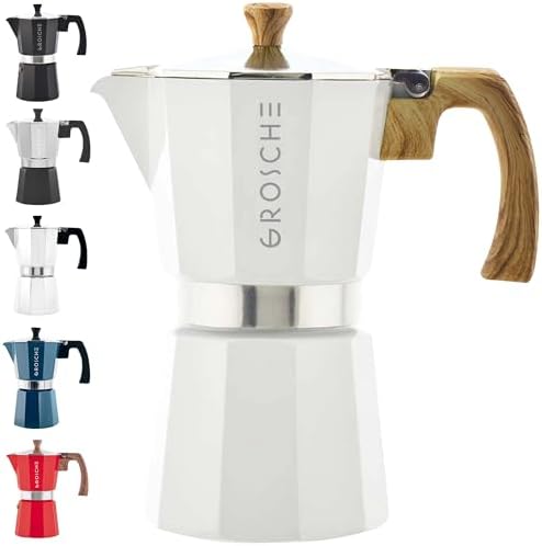GROSCHE Milano Stovetop Espresso Maker Moka Pot 6 espresso Cup 9.3 oz White
