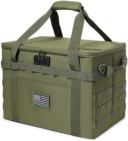 Tactical Camping Storage Bag Utility Tote Bag Camp Kitchen & Trunk Organizer with Combination Lock and Shoulder Strap