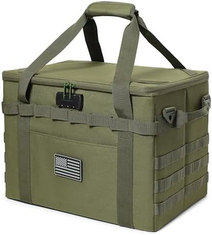Tactical Camping Storage Bag Utility Tote Bag Camp Kitchen & Trunk Organizer with Combination Lock and Shoulder Strap