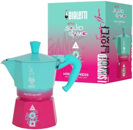 Bialetti Moka Express Squid Game©: Iconic Stovetop Espresso Maker, Moka Pot, Italian Coffee Maker, 3 Espresso Shots (4.3 oz - 130 ml), Aluminum