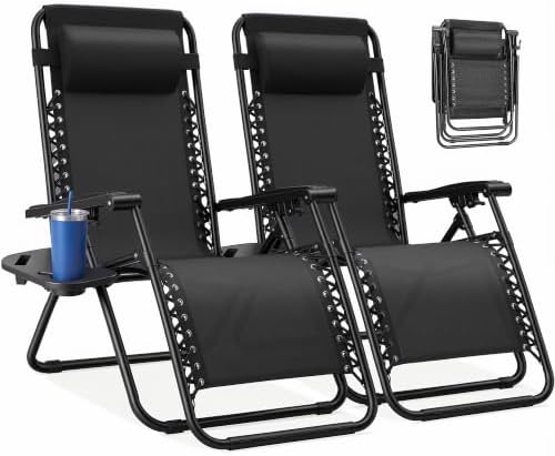 NEWBULIG Zero Gravity Chairs Set of 2, Folding Lounge Recliner Chair