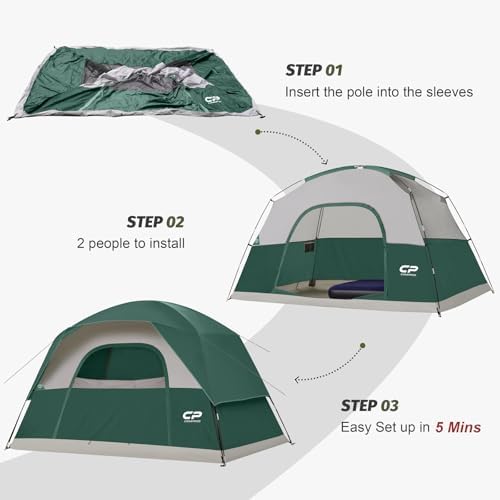 CAMPROS CP Tents for Camping 2/4/6 Person, Waterproof Windproof Dome Tent