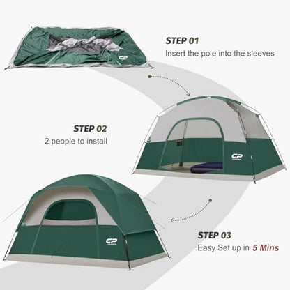 CAMPROS CP Tents for Camping 2/4/6 Person, Waterproof Windproof Dome Tent