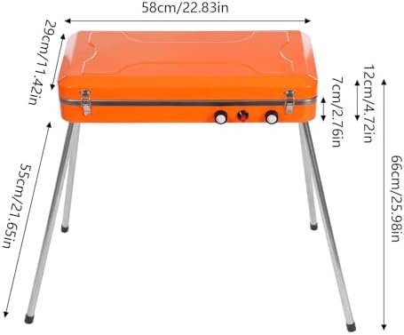 2-Burner Propane Camping Stove, Propane Grill Dual Burner Heating Stove for Camping BBQ Picnic, Portable Gas Grill Cooker with Handle and Extended Stove Legs Adjustable Firepower