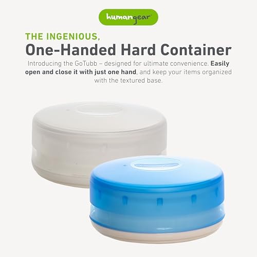 humangear GoTubb – Storage Containers for Snacks, Small Essentials and Travel Gear, Made from Food-Safe Materials, Clear/Blue, Large (2-pack)