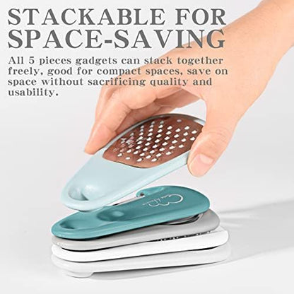 Kitchen Gadgets Set, Stackable for Saving Space, Blue, 5 Pieces