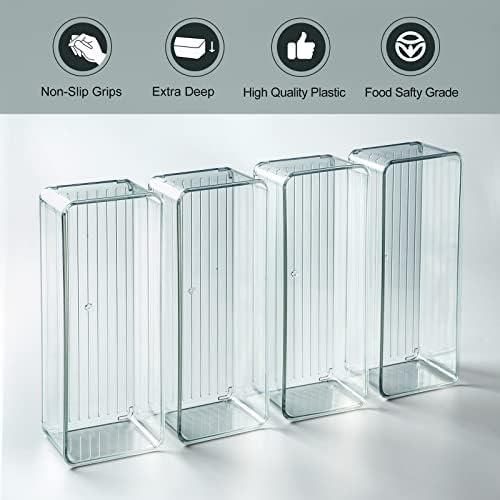 Hudgan 8 Pack Clear Plastic Drawer Organizer Bins Set, Stackable Cutlery Storage Bins Trays for Organizing Kitchen, Bathroom, Office, Crafts, Gadgets, Cabinet Supplies