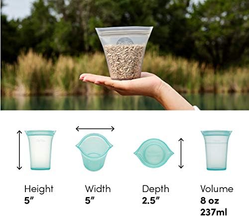 Zip Top Reusable Food Storage Bags | Small Cup [Peach] | Silicone Meal Prep Container | Microwave, Dishwasher and Freezer Safe | Made in the USA