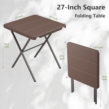 Folding Table 2 Pack, Portable Square Foldable Table No Assembly, Heavy Duty Steel Frame Indoor Outdoor Camping Patio Table, Picnic Card Table for Backyard, RV, Small Spaces