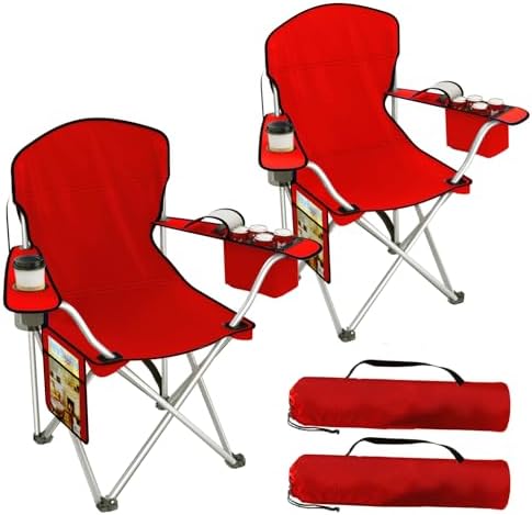 Folding Portable Camping Chair with Cooler, Cup Holder & Storage Pocket