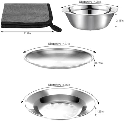 Camping Mess Kit - 1 to 2 Persons Camping Dishes Includes Cups, Bowls, Knives, Forks, Spoons, Camping Dinnerware Set Camping Cooking Utensils Accessories Plates Dinnerware Set