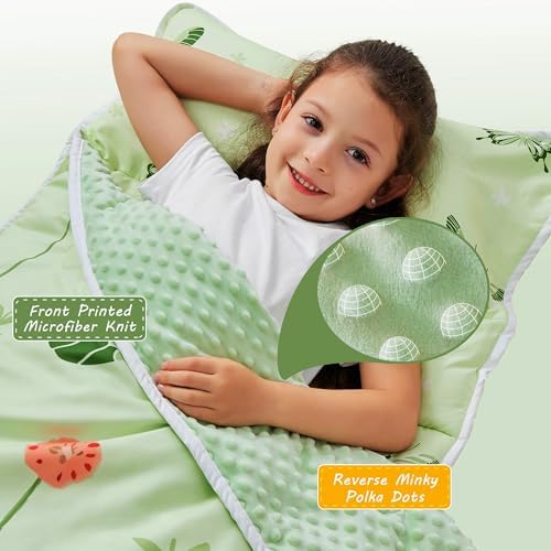 Lasoftan Toddler Nap Mat with Pillow and Blanket, Extra Large Rolled Napping Mats,Slumber Bags for Boys Girls,Kids Sleeping Bag for Daycare, Preschool Travel Camping