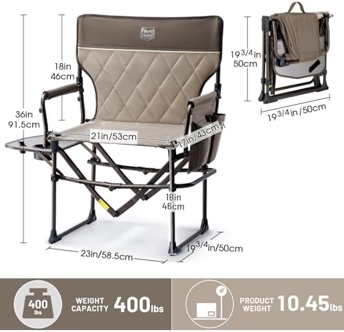 TIMBER RIDGE 400lbs Heavy Duty Camping Chair Portable Directors Chair
