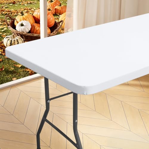 homing Rectangle Table Cloth Cover 8 Foot White Elastic Fitted Tablecloth