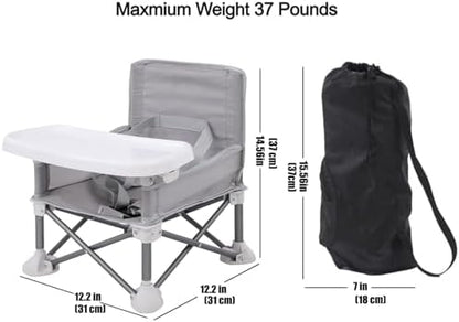 PandaEar Portable Baby Seat Travel| Compact Fold with Straps for Indoor/Outdoor Use| Great for Camping, Beach, Lawn |Toddlers, Kids, Boys, Girls (Without Placemat, Grey)