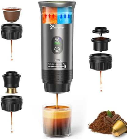 Portable Coffee Maker for Travel, Self-Heating 20 Bar Espresso, LED Display
