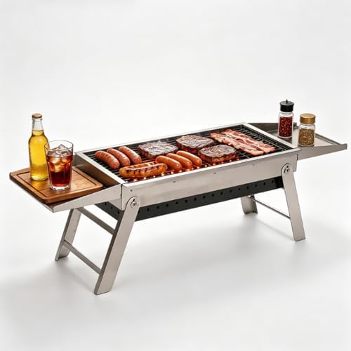 Portable Folding Charcoal Grill Stainless Steel BBQ Grill