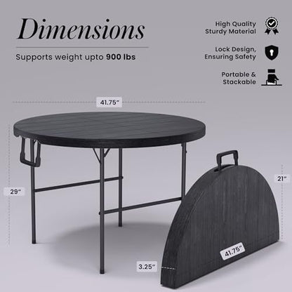 Our Modern Space 3.5 Feet Circular Round Foldable Table with Built in Handle & Steel Legs | Heavy Duty Portable | Perfect for Party, Dining, Wedding, Events, Picnic Indoor, Outdoor, Camping, Utility