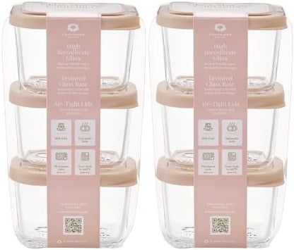 Glass Food Storage Containers with Lids — 12 Piece — 10.5 oz Glass with BPA-Free Leak Resistant Stackable Lids — Microwave, Oven & Dishwasher Safe — Ideal for Meal Prep & More - Cashew Cream