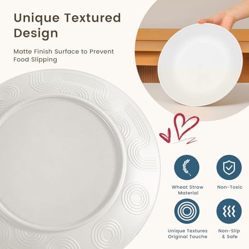 Homienly Premium Wheat Straw Dinnerware Sets - 24 PCS Dinner Plates,Plates,Cereal Bowls,Drinking Cups,Lightweight & Unbreakable Dishes Sets for 6,Dishwasher & Microwave Safe for Home - White