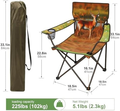 Camping Chairs 2 Pack with Animal Print,Folding Lawn Chair with Cup Holder & Carry Bag for Outdoor,Sports,Beach,Fishing,Sports