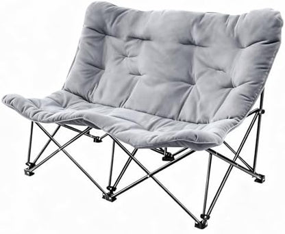 Oversized Padded Double Camping Chair with High Back Heavy Duty Folding Comfy Chair Butterfly Chair for Adults Lawn Patio Outdoor