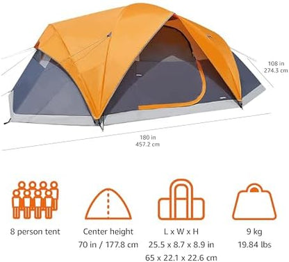 Amazon Basics Camping Tent, 3-Season Dome Design with Rainfly