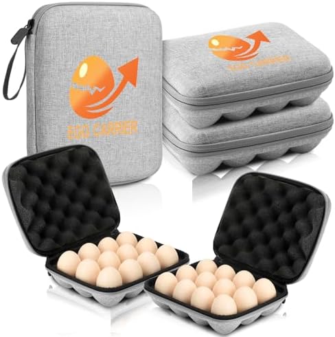 Geelin 2 Set 12 Egg Containers for Camping with Lid, Oxford Cloth, Grey