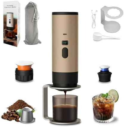3-In-1 Portable Coffee Maker, 15 Bar Espresso Maker with LED Display