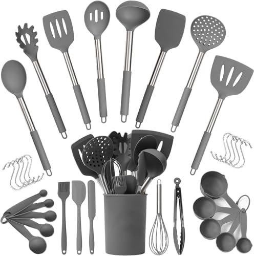 34 PCs Silicone Kitchen Utensils Set, Stainless Steel 450F Heat Resistant