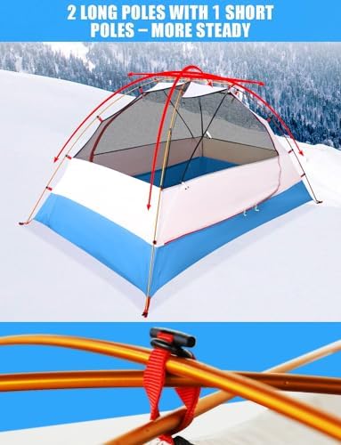AYAMAYA 4 Season Waterproof 2 Person Backpacking Tent with Aluminum Poles