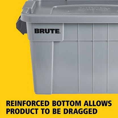 Rubbermaid Commercial Products Brute Tote Storage Container with Lids-Included 20-Gallon Gray Rugged/Reusable Boxes for Moving/Storing in Garage/Basement/Attic/Jobsite/Truck/Camping 2 Pack